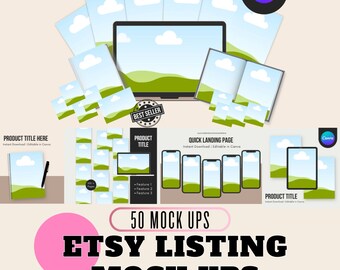 Paquete de maquetas de anuncios de Etsy / Plantillas editables de Canva (descarga digital)