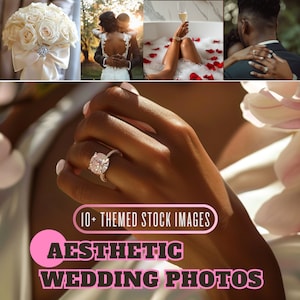 Aesthetics Wedding Photos | Black Newlyweds | African American Bride & Groom |  Faceless AI Wedding Images | Immediate Download | PNG Files