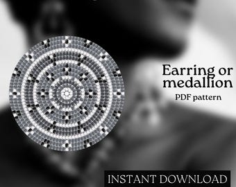 Pärlmönster - Mönster för örhängen med seed beads - Rund fyrkantssöm - Pärlhandledning - PDF-nedladdning - Runda pärlörhängen - Rund pärla