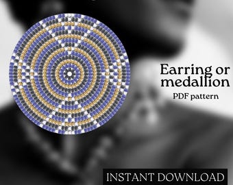 Pärlmönster - Mönster för örhängen med seed beads - Rund fyrkantssöm - Pärlhandledning - PDF-nedladdning - Runda pärlörhängen - Rund pärla