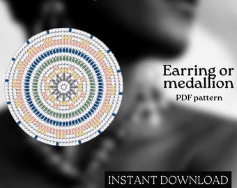 Modèle de perles - Modèle de boucle d'oreille en perles de rocaille - Point carré circulaire - Tutoriel de perles - Téléchargement PDF - Boucle d'oreille ronde - Perles rondes