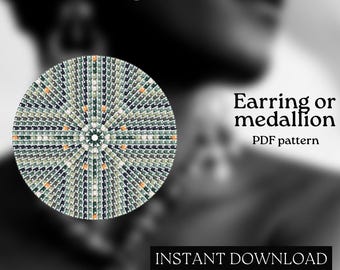 Modèle de perles - Modèle de boucle d'oreille en perles de rocaille - Point carré circulaire - Tutoriel de perles - Téléchargement PDF - Boucle d'oreille ronde - Perles rondes