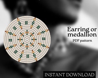 Pärlmönster - Mönster för örhängen med seed beads - Rund fyrkantssöm - Pärlhandledning - PDF-nedladdning - Runda pärlörhängen - Rund pärla