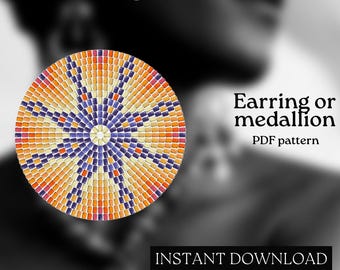 Pärlmönster - Mönster för örhängen med seed beads - Rund fyrkantssöm - Pärlhandledning - PDF-nedladdning - Runda pärlörhängen - Rund pärla