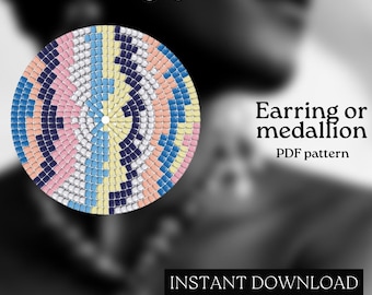 Pärlmönster - Mönster för örhängen med seed beads - Rund fyrkantssöm - Pärlhandledning - PDF-nedladdning - Runda pärlörhängen - Rund pärla