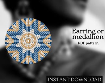 Pärlmönster - Mönster för örhängen med seed beads - Rund fyrkantssöm - Pärlhandledning - PDF-nedladdning - Runda pärlörhängen - Rund pärla