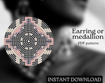 Pärlmönster - Mönster för örhängen med seed beads - Rund fyrkantssöm - Pärlhandledning - PDF-nedladdning - Runda pärlörhängen - Rund pärla