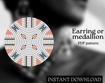 Modèle de perles - Modèle de boucle d'oreille en perles de rocaille - Point carré circulaire - Tutoriel de perles - Téléchargement PDF - Boucle d'oreille ronde - Perles rondes