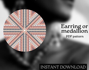 Pärlmönster - Mönster för örhängen med seed beads - Rund fyrkantssöm - Pärlhandledning - PDF-nedladdning - Runda pärlörhängen - Rund pärla