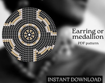 Pärlmönster - Mönster för örhängen med seed beads - Rund fyrkantssöm - Pärlhandledning - PDF-nedladdning - Runda pärlörhängen - Rund pärla