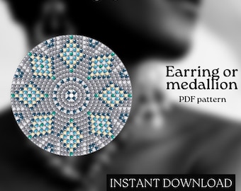 Pärlmönster - Mönster för örhängen med seed beads - Rund fyrkantssöm - Pärlhandledning - PDF-nedladdning - Runda pärlörhängen - Rund pärla