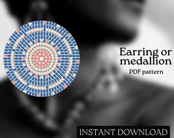 Pärlmönster - Mönster för örhängen med seed beads - Rund fyrkantssöm - Pärlhandledning - PDF-nedladdning - Runda pärlörhängen - Rund pärla