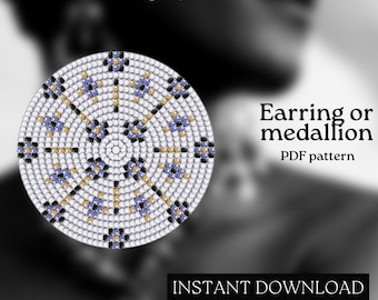 Pärlmönster - Mönster för örhängen med seed beads - Rund fyrkantssöm - Pärlhandledning - PDF-nedladdning - Runda pärlörhängen - Rund pärla