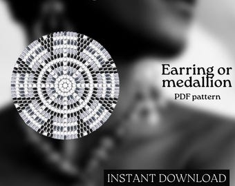 Pärlmönster - Mönster för örhängen med seed beads - Rund fyrkantssöm - Pärlhandledning - PDF-nedladdning - Runda pärlörhängen - Rund pärla
