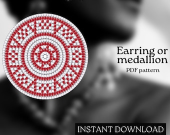 Pärlmönster - Mönster för örhängen med seed beads - Rund fyrkantssöm - Pärlhandledning - PDF-nedladdning - Runda pärlörhängen - Rund pärla
