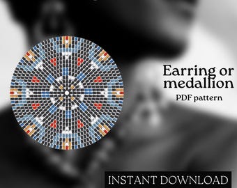 Pärlmönster - Mönster för örhängen med seed beads - Rund fyrkantssöm - Pärlhandledning - PDF-nedladdning - Runda pärlörhängen - Rund pärla