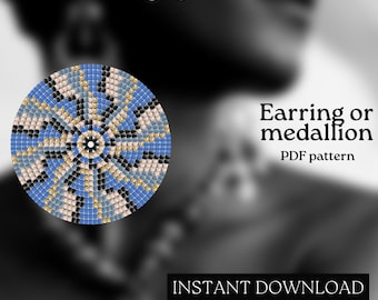 Modèle de perles - Modèle de boucle d'oreille en perles de rocaille - Point carré circulaire - Tutoriel de perles - Téléchargement PDF - Boucle d'oreille ronde - Perles rondes