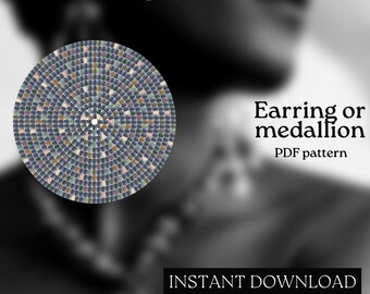 Pärlmönster - Mönster för örhängen med seed beads - Rund fyrkantssöm - Pärlhandledning - PDF-nedladdning - Runda pärlörhängen - Rund pärla