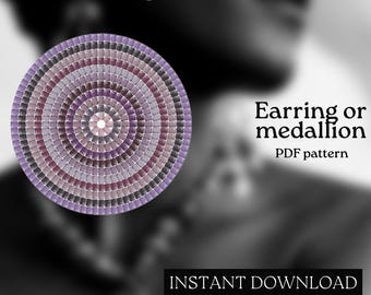 Pärlmönster - Mönster för örhängen med seed beads - Rund fyrkantssöm - Pärlhandledning - PDF-nedladdning - Runda pärlörhängen - Rund pärla