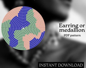 Pärlmönster - Mönster för örhängen med seed beads - Rund fyrkantssöm - Pärlhandledning - PDF-nedladdning - Runda pärlörhängen - Rund pärla