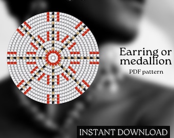 Pärlmönster - Mönster för örhängen med seed beads - Rund fyrkantssöm - Pärlhandledning - PDF-nedladdning - Runda pärlörhängen - Rund pärla