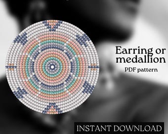 Pärlmönster - Mönster för örhängen med seed beads - Rund fyrkantssöm - Pärlhandledning - PDF-nedladdning - Runda pärlörhängen - Rund pärla