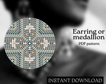 Pärlmönster - Mönster för örhängen med seed beads - Rund fyrkantssöm - Pärlhandledning - PDF-nedladdning - Runda pärlörhängen - Rund pärla