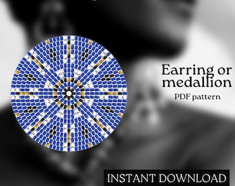 Pärlmönster - Mönster för örhängen med seed beads - Rund fyrkantssöm - Pärlhandledning - PDF-nedladdning - Runda pärlörhängen - Rund pärla