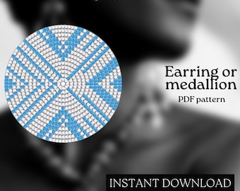 Pärlmönster - Mönster för örhängen med seed beads - Rund fyrkantssöm - Pärlhandledning - PDF-nedladdning - Runda pärlörhängen - Rund pärla