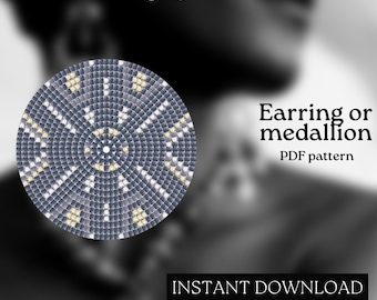 Pärlmönster - Mönster för örhängen med seed beads - Rund fyrkantssöm - Pärlhandledning - PDF-nedladdning - Runda pärlörhängen - Rund pärla