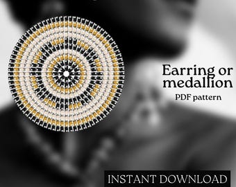 Pärlmönster - Mönster för örhängen med seed beads - Rund fyrkantssöm - Pärlhandledning - PDF-nedladdning - Runda pärlörhängen - Rund pärla