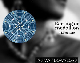 Pärlmönster - Mönster för örhängen med seed beads - Rund fyrkantssöm - Pärlhandledning - PDF-nedladdning - Runda pärlörhängen - Rund pärla