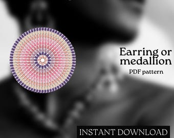 Pärlmönster - Mönster för örhängen med seed beads - Rund fyrkantssöm - Pärlhandledning - PDF-nedladdning - Runda pärlörhängen - Rund pärla