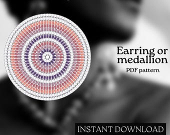 Pärlmönster - Mönster för örhängen med seed beads - Rund fyrkantssöm - Pärlhandledning - PDF-nedladdning - Runda pärlörhängen - Rund pärla