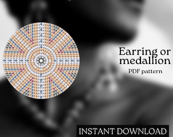 Pärlmönster - Mönster för örhängen med seed beads - Rund fyrkantssöm - Pärlhandledning - PDF-nedladdning - Runda pärlörhängen - Rund pärla