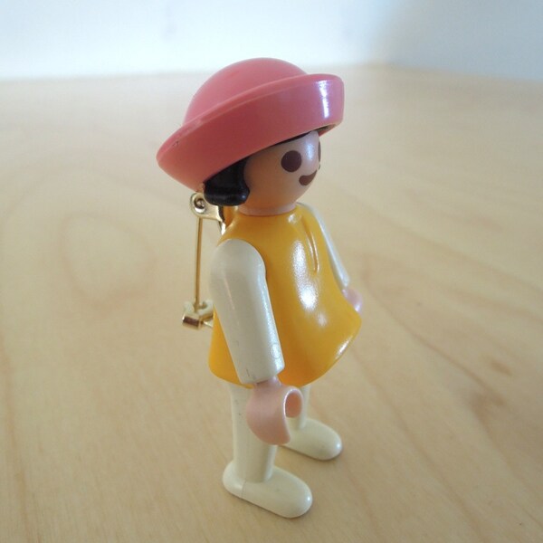 Playmobil Brooch - Girl with Yellow dress and a hat - TOYS COLLECTION -