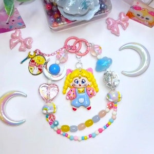 Baby Sailor Moon Schlüsselanhänger Anime Schlüsselanhänger Handmade One Of A Kind Handyanhänger Handbemalte Perlen Einseitige Harz Charm