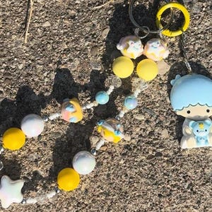 Little Twin Star Pastel Charm Keychain | Handmade UV Resistant Beaded Keychain | Phone Charm, Purse Charm, or Bag Accessory