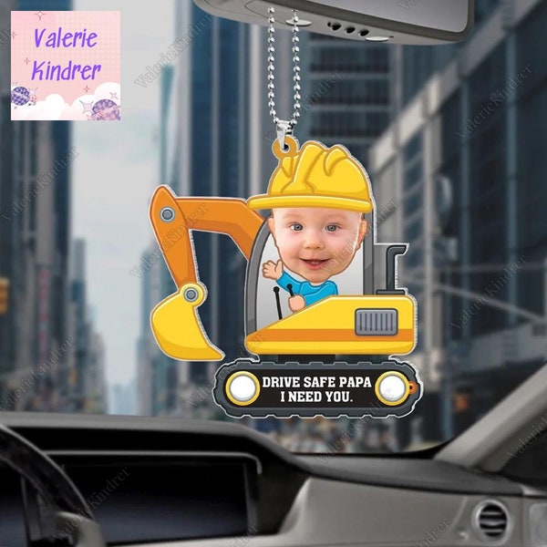 Drive Safe Daddy Car Ornament, Personalized Photo Car Ornament, Custom Photo Keepsake, Gift For Dad, New Dad Gift, Acrylic Car Hanger