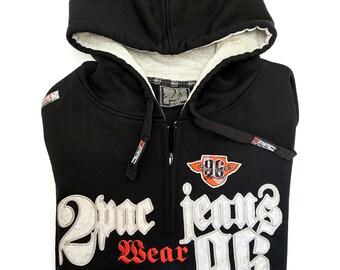 Vintage 2Pac Wear 96 Half-Zip Hoodie | Embroidered XXL Oversized Fit