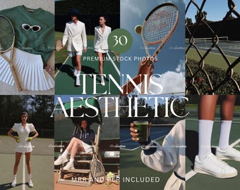 Tennis Stock Photos Aesthetic Tennis Photos Faceless Marketing MRR PLR Photos Old Money Tennis Aesthetic Sports Photos Tennis Lifestyle