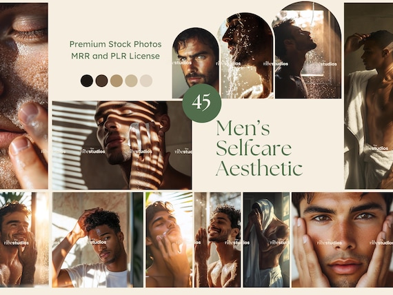 Men Stock Photos Skincare Men Selfcare Photos Aesthetic Men Model Male Photos Instagram Reel Cover MRR PLR Photos Diverse Male Model Photos