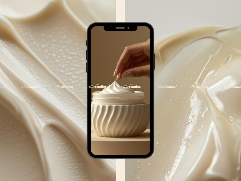 May include: A white ceramic jar with a swirl design filled with a thick, white cream. A hand is reaching into the jar to scoop out some of the cream.