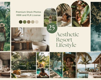 Aesthetic Summer Stock Photos Resort Lifestyle Images MRR PLR Bundle Summer Faceless Stock Photos Nature Images for Website and Social Media