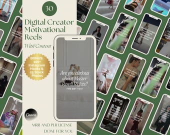30 Motivational Reels Faceless Bundle Aesthetic Reels videos Canva Editable reels Digital Creator Reels Business Instagram Story Mrr Plr