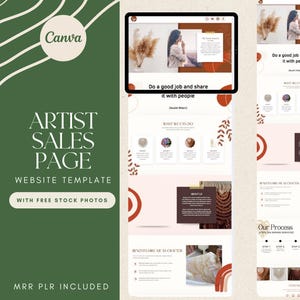 Canva Website Template für Künstler Verkaufsseite Website MRR PLR Website Template Stock Fotos Inklusive Canva Editable Website Sales Page