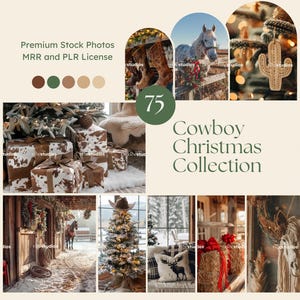 Foto di Natale da cowboy, foto estetiche da cowboy, immagini di Natale western, rulli per le vacanze, foto di Babbo Natale per i social media MRR PLR