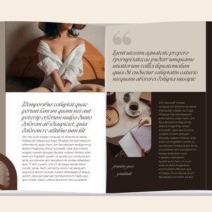 May include: A magazine spread with a woman in a white shirt and a hat, along with text. The text includes the phrases "Stay grateful & humble" and "practice your gratitude."