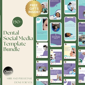 Dental Clinic Social Media Bundle Dentist Instagram Template Dental Clinic Template For Dentist Social Media Mrr Plr Dentist Marketing
