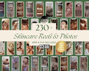 Skincare Reels Aesthetic Skin Reels Aesthetic Esthetician Reels Skincare MRR PLR Bundle Instagram Reels Templates Digital Marketing Skincare